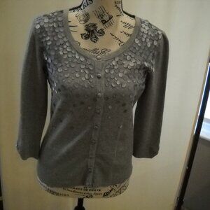 White House Black Market Black Gray Dazzle Top